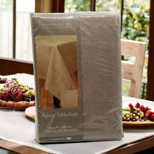Home Trends Brown Stone Cotton Fabric Tablecloth Oblong NWT
